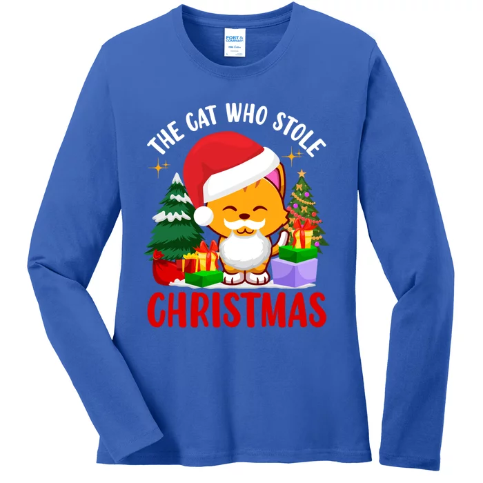 Funny The Cat Who Stole Christmas Great Gift Ladies Long Sleeve Shirt