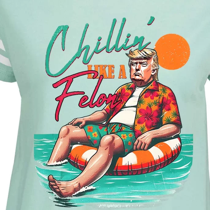 Funny Trump Chilling Like A Felon Summer 2024 Enza Ladies Jersey Football T-Shirt