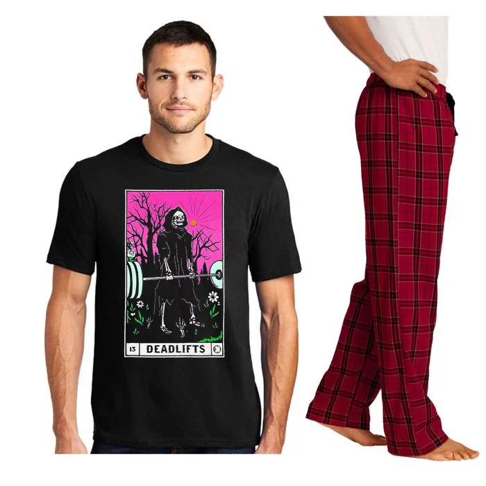 Funny Tarot Card Deadlifts Gym Workout Occult Reader Black Pajama Set