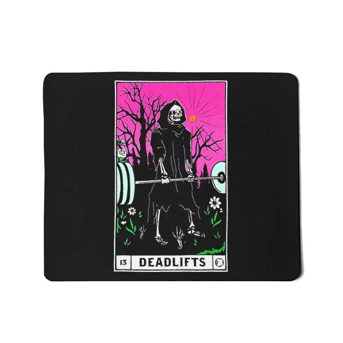 Funny Tarot Card Deadlifts Gym Workout Occult Reader Black Mousepad