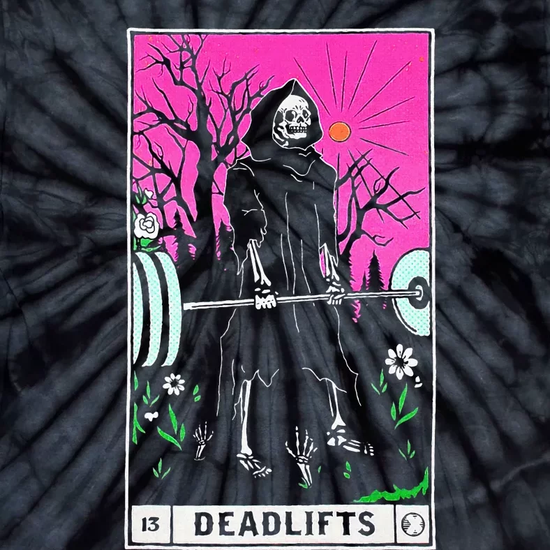 Funny Tarot Card Deadlifts Gym Workout Occult Reader Black Tie-Dye T-Shirt