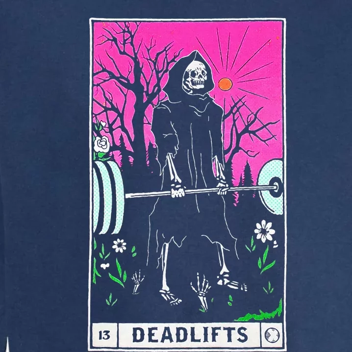 Funny Tarot Card Deadlifts Gym Workout Occult Reader Black Garment-Dyed Sweatshirt