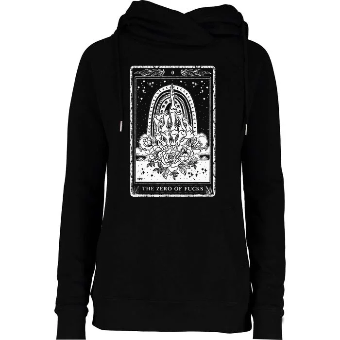 Funny Tarot Card Zero Of Fucks Occult Tarot Reader Reading Womens Funnel Neck Pullover Hood