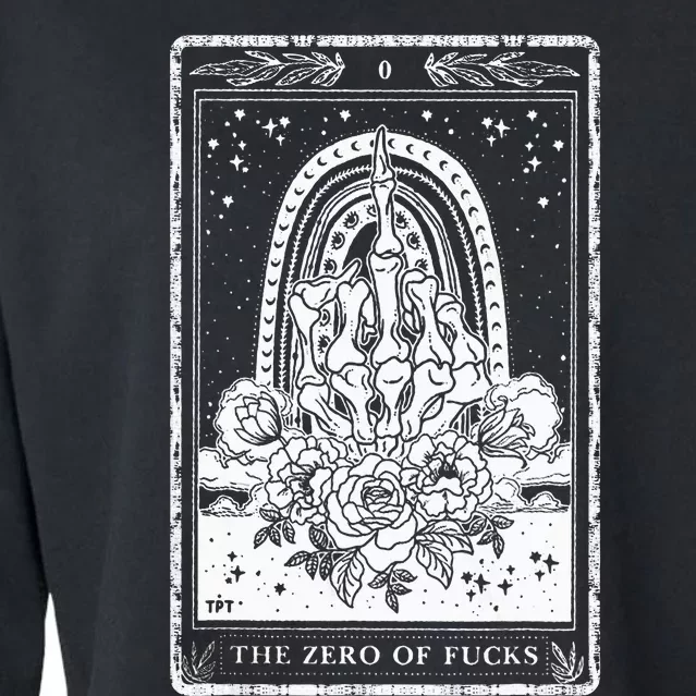 Funny Tarot Card Zero Of Fucks Occult Tarot Reader Reading Cropped Pullover Crew