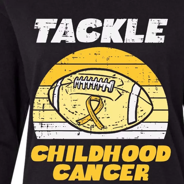 Football Tackle Childhood Cancer Retro Awareness Ribbon Womens Cotton Relaxed Long Sleeve T-Shirt