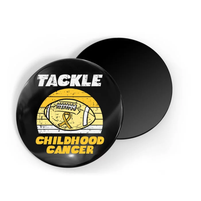 Football Tackle Childhood Cancer Retro Awareness Ribbon Magnet