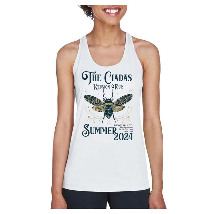 Funny The Cicadas Reunion Tours Summer 2024 Gift Women's Racerback Tank