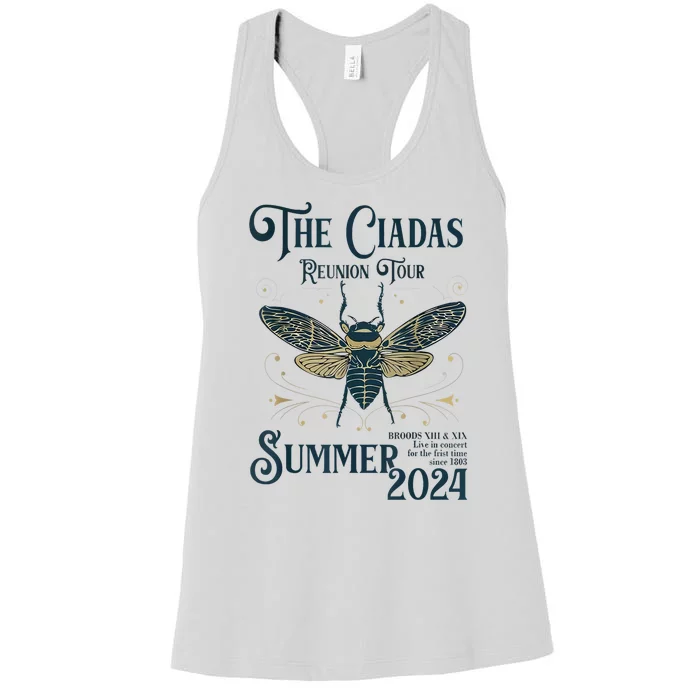 Funny The Cicadas Reunion Tours Summer 2024 Gift Women's Racerback Tank