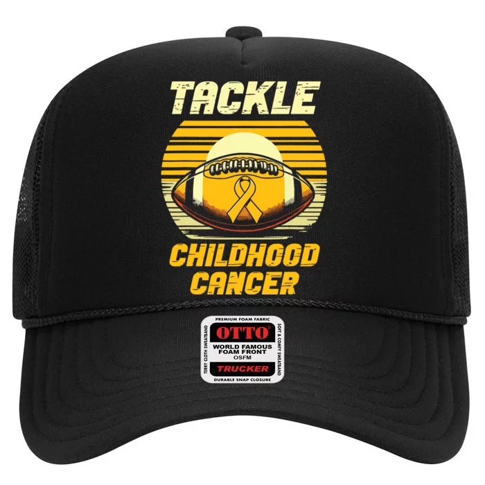 Football Tackle Childhood Cancer Awareness High Crown Mesh Trucker Hat