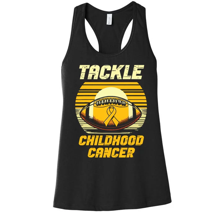 Football Tackle Childhood Cancer Awareness Women's Racerback Tank