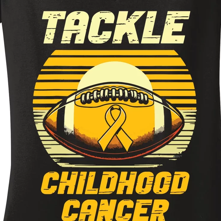 Football Tackle Childhood Cancer Awareness Women's V-Neck T-Shirt