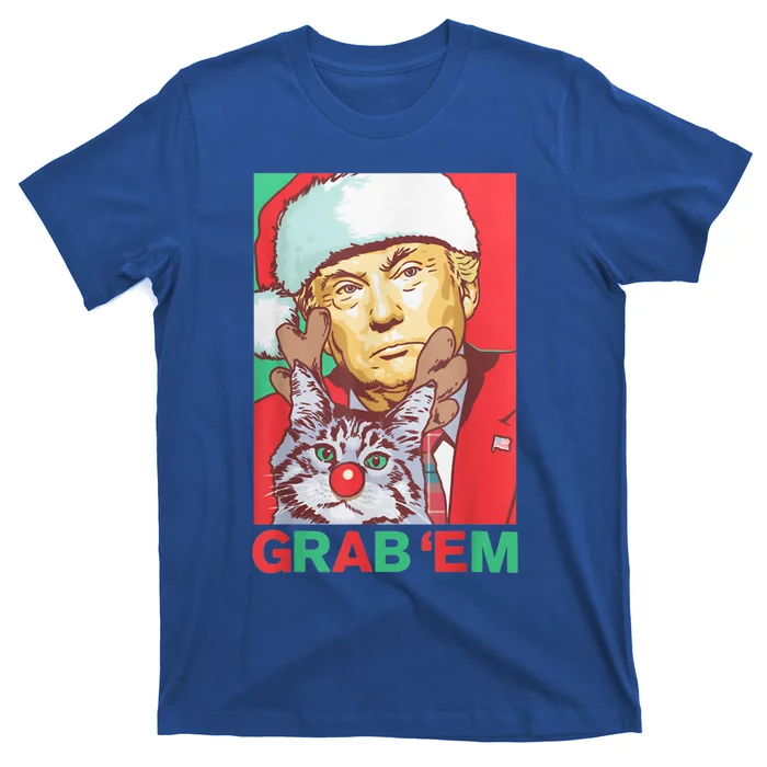 Funny Trump Cat Grab' Em Vintage Retro Christmas Trump Gift T-Shirt