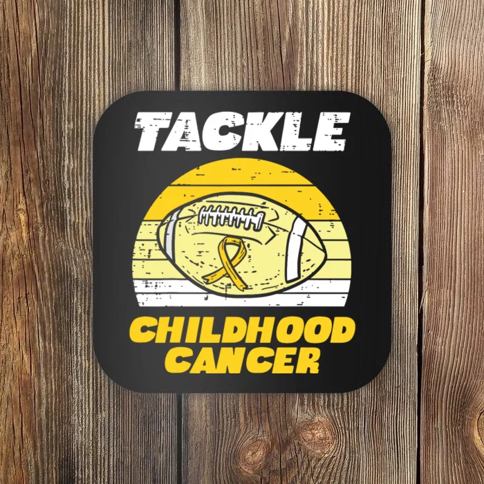 Football Tackle Childhood Cancer Retro Awareness Ribbon Coaster