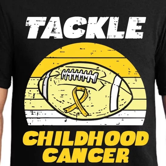 Football Tackle Childhood Cancer Retro Awareness Ribbon Pajama Set