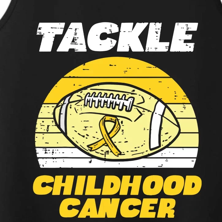 Football Tackle Childhood Cancer Retro Awareness Ribbon Performance Tank