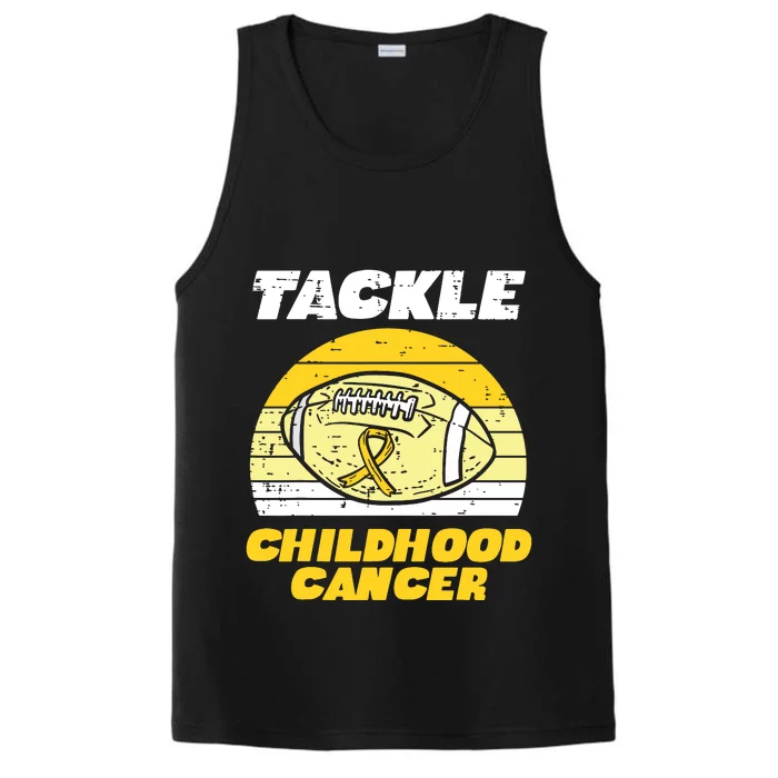 Football Tackle Childhood Cancer Retro Awareness Ribbon Performance Tank