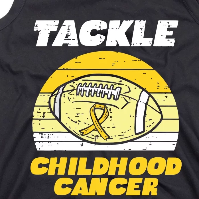 Football Tackle Childhood Cancer Retro Awareness Ribbon Tank Top