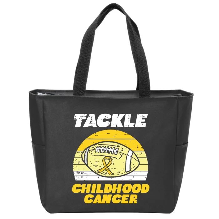 Football Tackle Childhood Cancer Retro Awareness Ribbon Zip Tote Bag