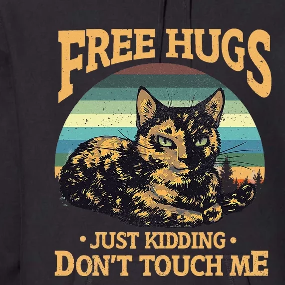 Free Tortoiseshell Cat Hugs Just Kidding Dont Touch Me Premium Hoodie