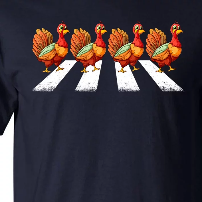 Funny Turkey Crossing Road Crosswalk Thanksgiving Day Tall T-Shirt