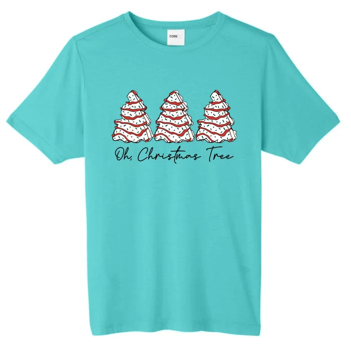 Funny Tree Cakes Debbie Groovy Oh Christmas Tree Xmas Lights Gift ChromaSoft Performance T-Shirt