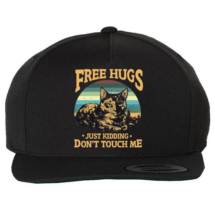 Free Tortoiseshell Cat Hugs Just Kidding Dont Touch Me Wool Snapback Cap