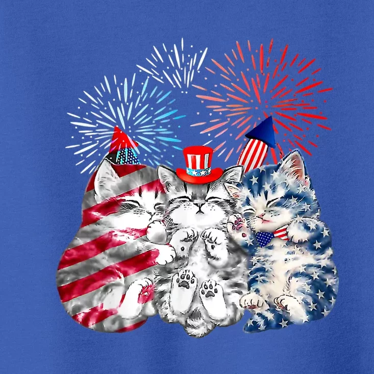 Funny Three Cat 4th Of July American Flag Patriotic Cat Toddler T-Shirt