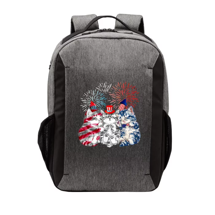 Funny Three Cat 4th Of July American Flag Patriotic Cat Vector Backpack