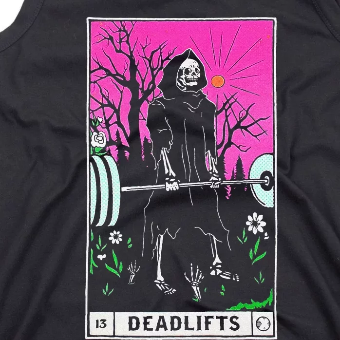 Funny Tarot Card Deadlifts Gym Workout Occult Reader Black Tank Top