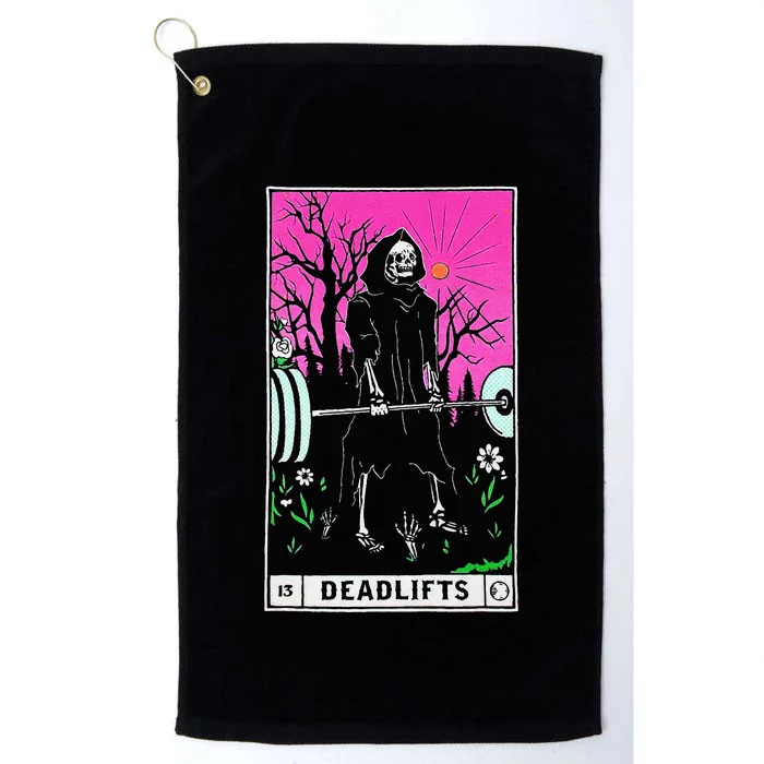 Funny Tarot Card Deadlifts Gym Workout Occult Reader Black Platinum Collection Golf Towel