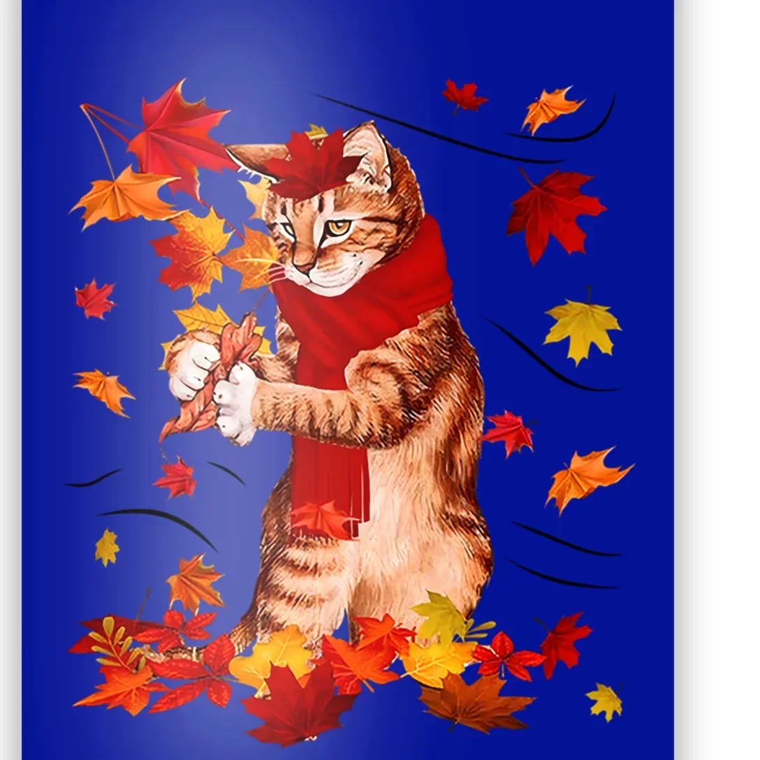 Funny Thanksgiving Cats Autumn Fall Cat Lovers Cat Mom Gift Poster