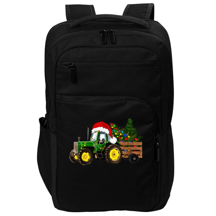 Farm Tractor Christmas Tree Lights Santa Impact Tech Backpack