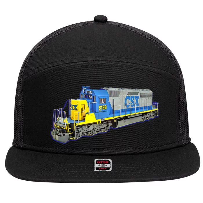 Freight Train CSX Engine 7 Panel Mesh Trucker Snapback Hat