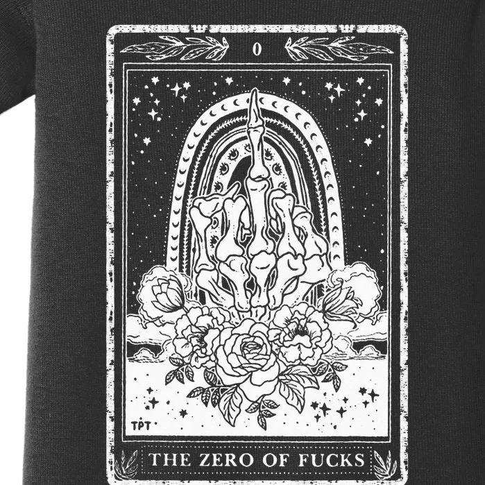 Funny Tarot Card Zero Of Fucks Occult Tarot Reader Reading Baby Bodysuit