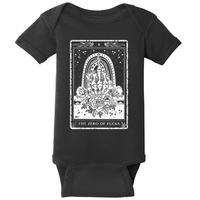 Funny Tarot Card Zero Of Fucks Occult Tarot Reader Reading Baby Bodysuit