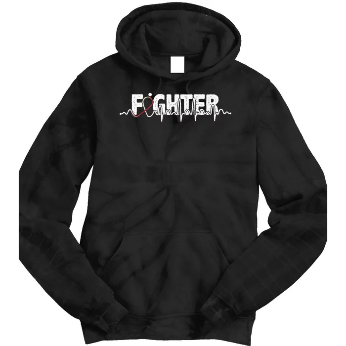 Fghter Throat Cancer Awareness Supporter Ribbon Tie Dye Hoodie