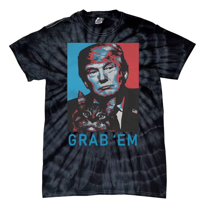 Funny Trump Cat Grab Em Vintage Retro Trump Gift Tie-Dye T-Shirt