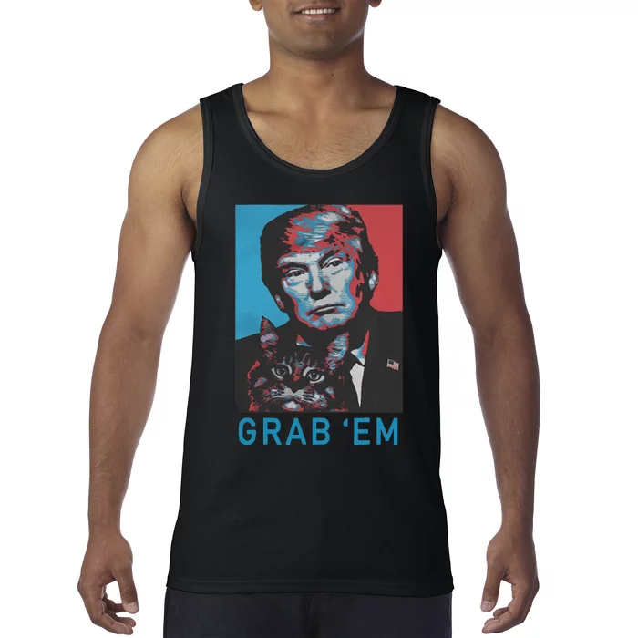 Funny Trump Cat Grab Em Vintage Retro Trump Gift Tank Top