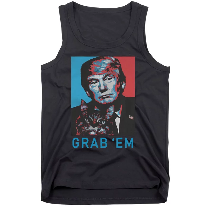 Funny Trump Cat Grab Em Vintage Retro Trump Gift Tank Top