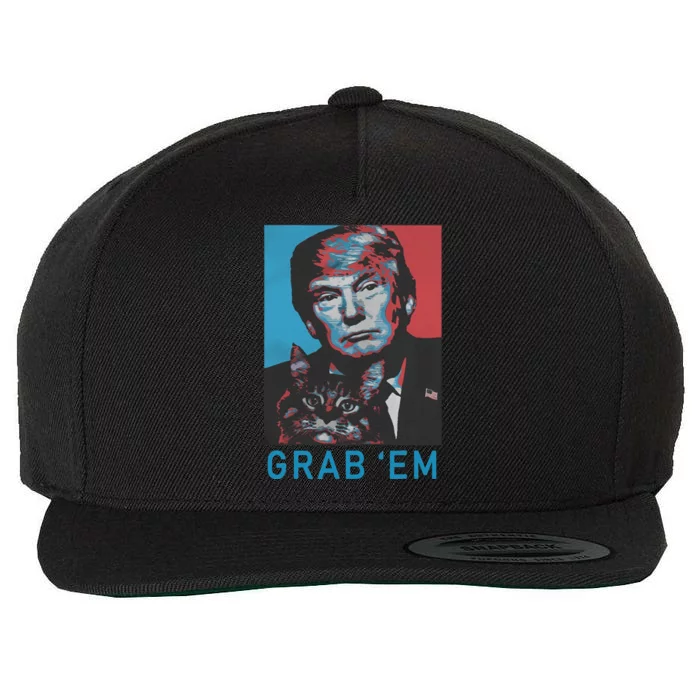 Funny Trump Cat Grab Em Vintage Retro Trump Gift Wool Snapback Cap