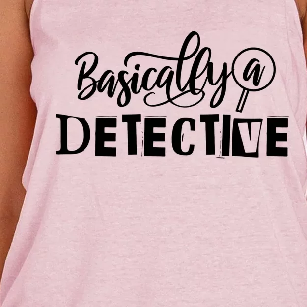 Funny True Crime S Basically A Detective Gift Women's Knotted Racerback Tank