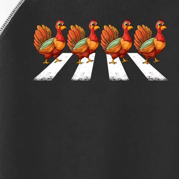 Funny Turkey Crossing Road Crosswalk Thanksgiving Day Kids Toddler Fine Jersey T-Shirt