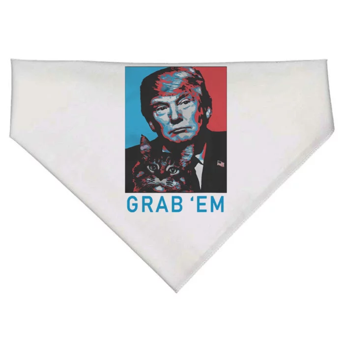 Funny Trump Cat Grab Em Vintage Retro Trump Gift USA-Made Doggie Bandana