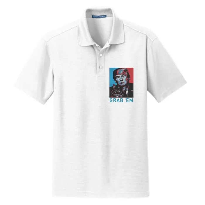 Funny Trump Cat Grab Em Vintage Retro Trump Gift Dry Zone Grid Performance Polo