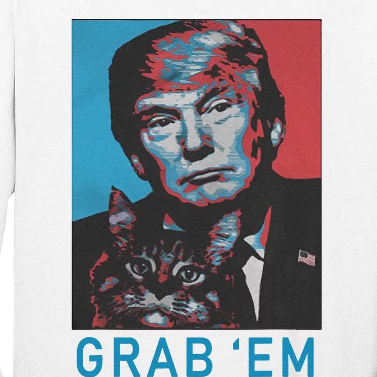 Funny Trump Cat Grab Em Vintage Retro Trump Gift Tall Long Sleeve T-Shirt