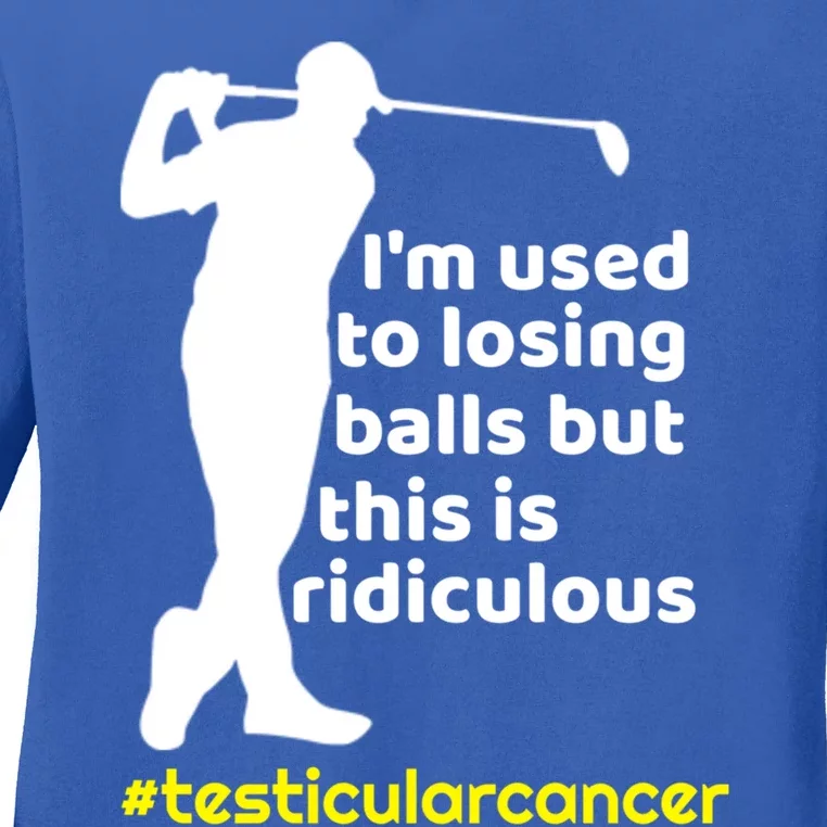 Funny Testicular Cancer Survivor Golf Player Orchidectomy Gift Ladies Long Sleeve Shirt