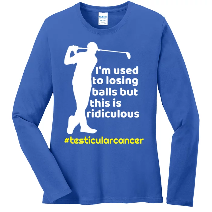 Funny Testicular Cancer Survivor Golf Player Orchidectomy Gift Ladies Long Sleeve Shirt