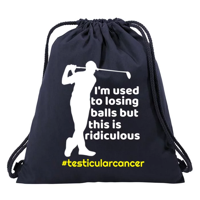 Funny Testicular Cancer Survivor Golf Player Orchidectomy Gift Drawstring Bag