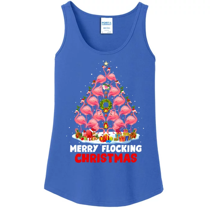 Flamingo Tree Christmas Merry Flocking Christmas Cute Pajama Gift Ladies Essential Tank