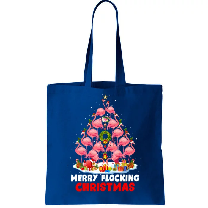 Flamingo Tree Christmas Merry Flocking Christmas Cute Pajama Gift Tote Bag